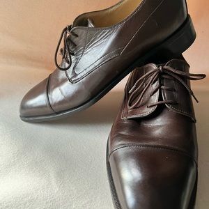 Bally Italy Rogers Brown Leather Cap-Toe Men’s Derby Shoes Size US 11 1/…